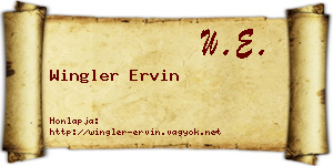 Wingler Ervin névjegykártya